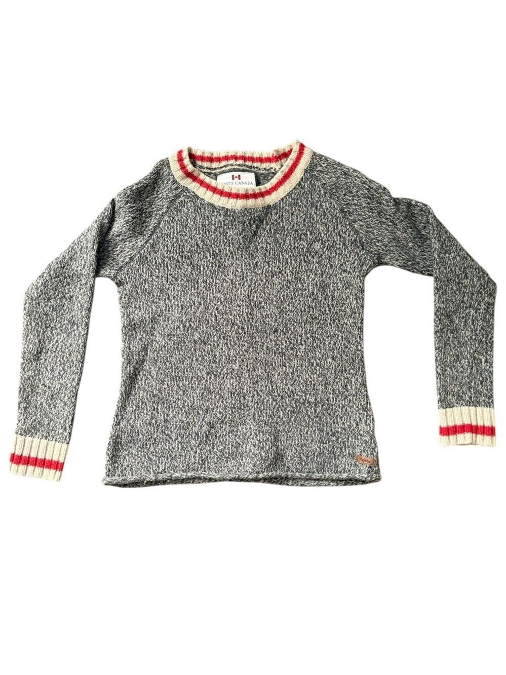 Roots Gray Oat Mix Wool Cabin Sweater Medium